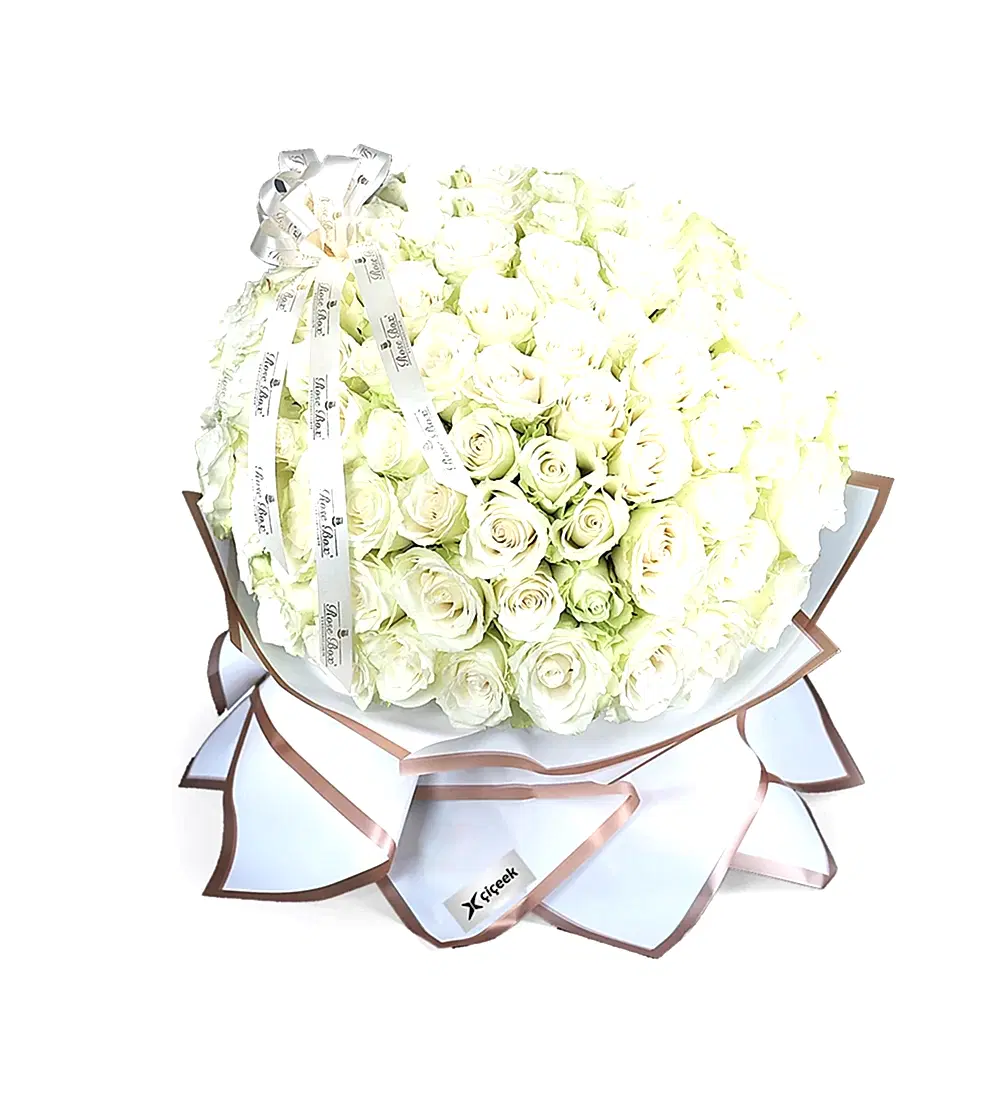 100 Beyaz Gül Buketi Grand White