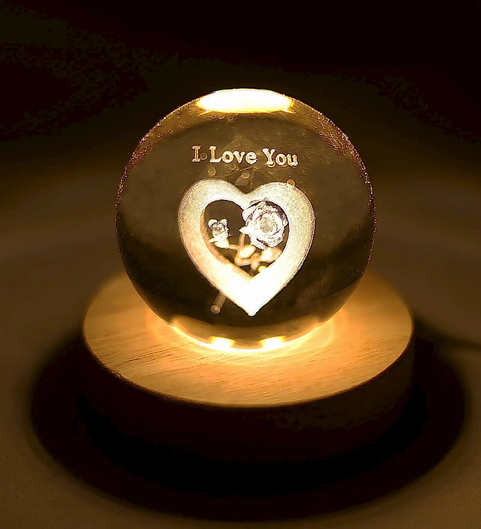 Işıklı I Love You Kalpli Küre