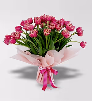50 Adet Pembe Lale Buketi