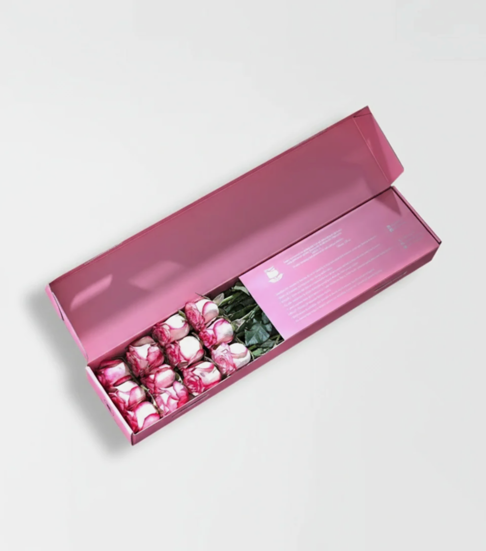 Pembe Kutuda 12 Adet Pembe Gül